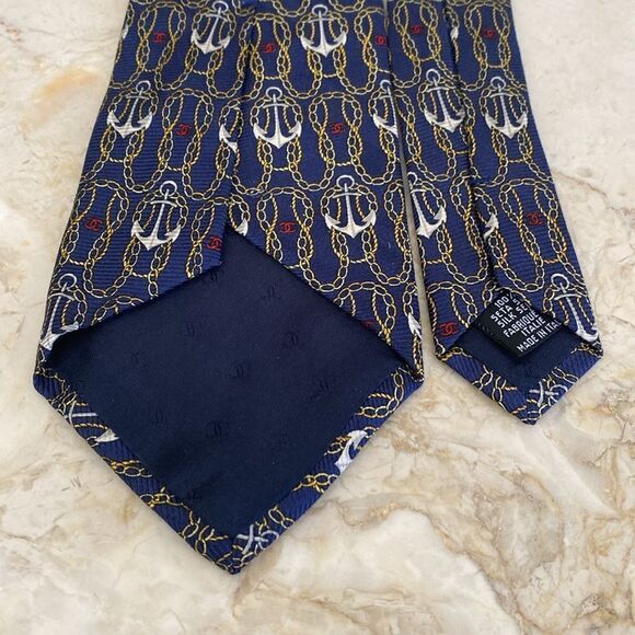 Chanel Chain & Anchors CC Monogram 100% Silk Tie - Picture 9 of 12